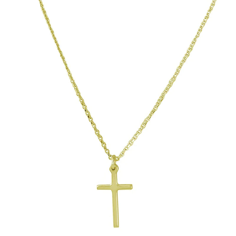 Sterling Silver Necklace for Formal Wear-Silver 925 Gold Plated Cross Pendant with Chain