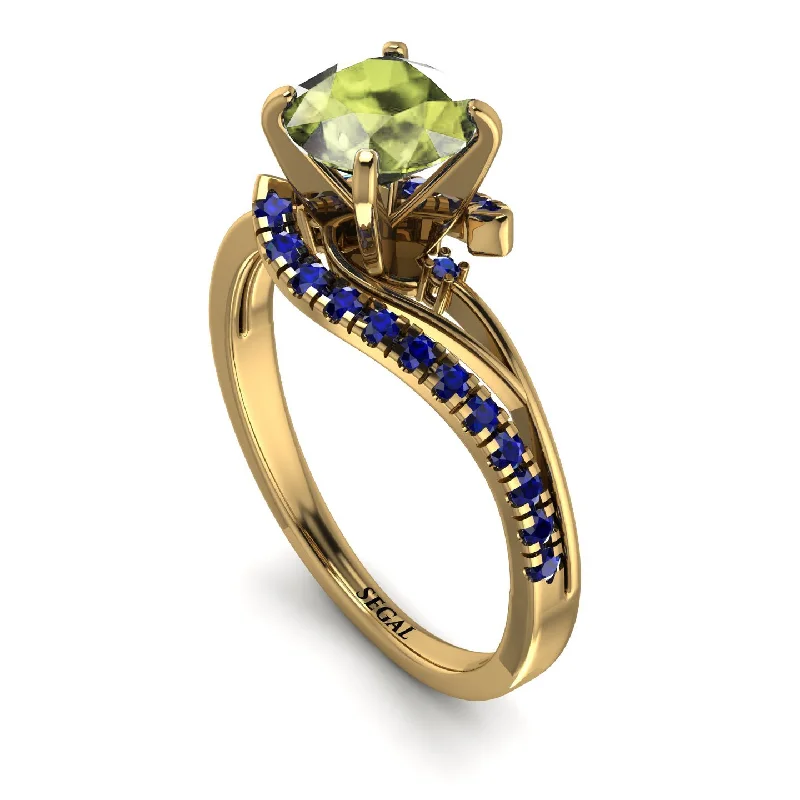 Large Gemstone Ring for Statement-Twist Shank Peridot Engagement Ring - Maria No. 713