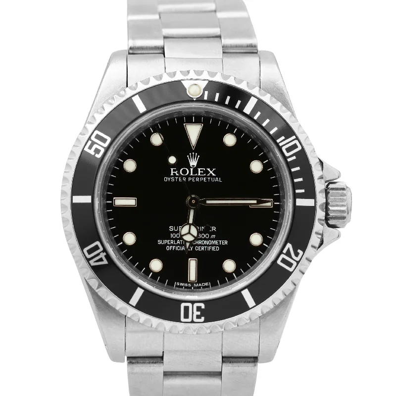 Luxury Watches with Black Dial for Sophisticated Style-UNP. Rolex Submariner No-Date REHAUT 4 LINE Steel 40mm RANDOM SERIAL Watch 14060