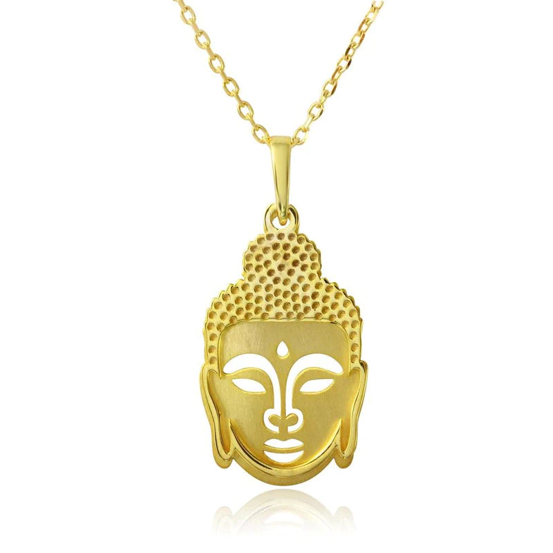 Geometric Necklace for Fashionable Women-Silver 925 Gold Plated Buddha Pendant Necklace