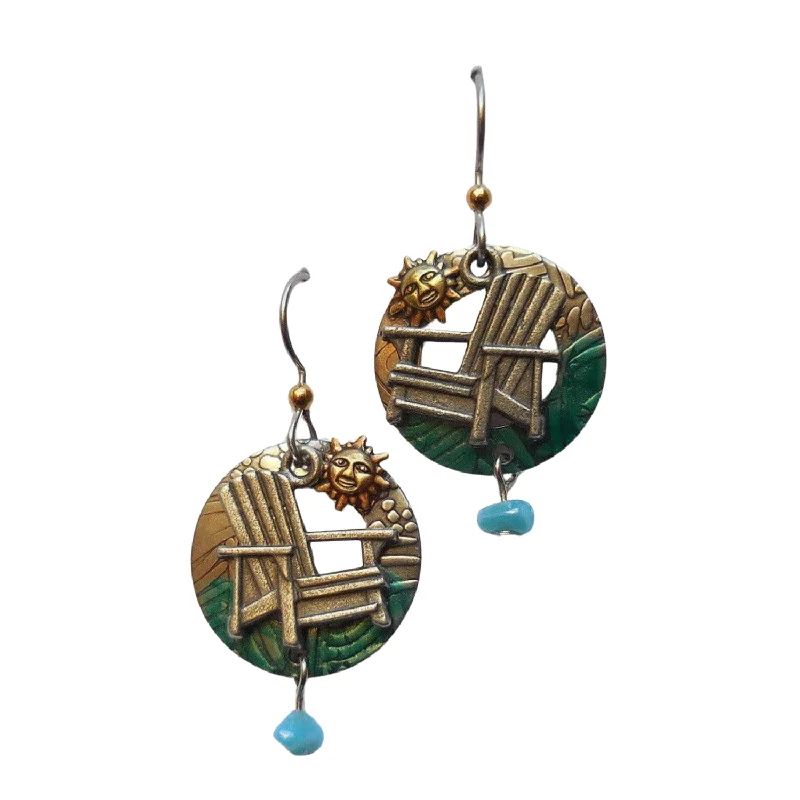 Custom Earrings for Fashion Forward Look-Silver Forest Silver Adirondack Chair & Sun Earrings