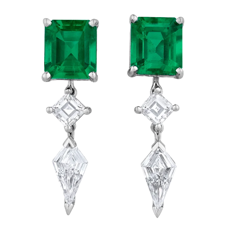 Large Statement Earrings-Oscar Heyman Colombian Emerald Earrings, 2.61 Carats