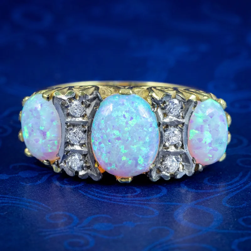 Customizable Silver Ring for Men-Victorian Style Opal CZ Statement Ring