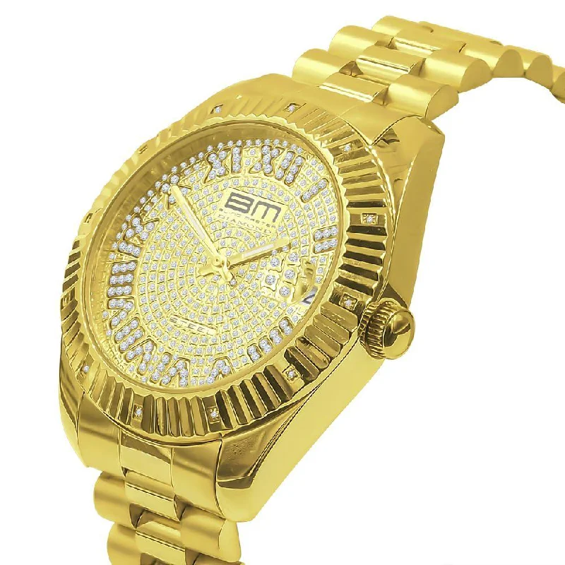 Designer Watches for Men with Leather Bands-Real Diamond Hip Hop Dress Watch