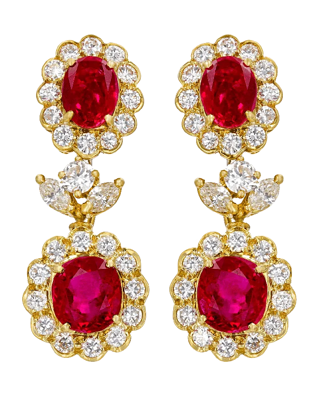 Fashionable Earrings for Parties-Burma Ruby Earrings, 7.87 Carats