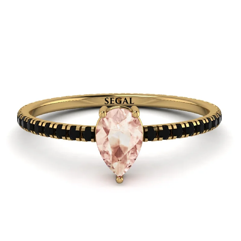 Simple Men’s Gold Band Ring-Pear Morganite Ring With Micro Pave - Taylor No. 907