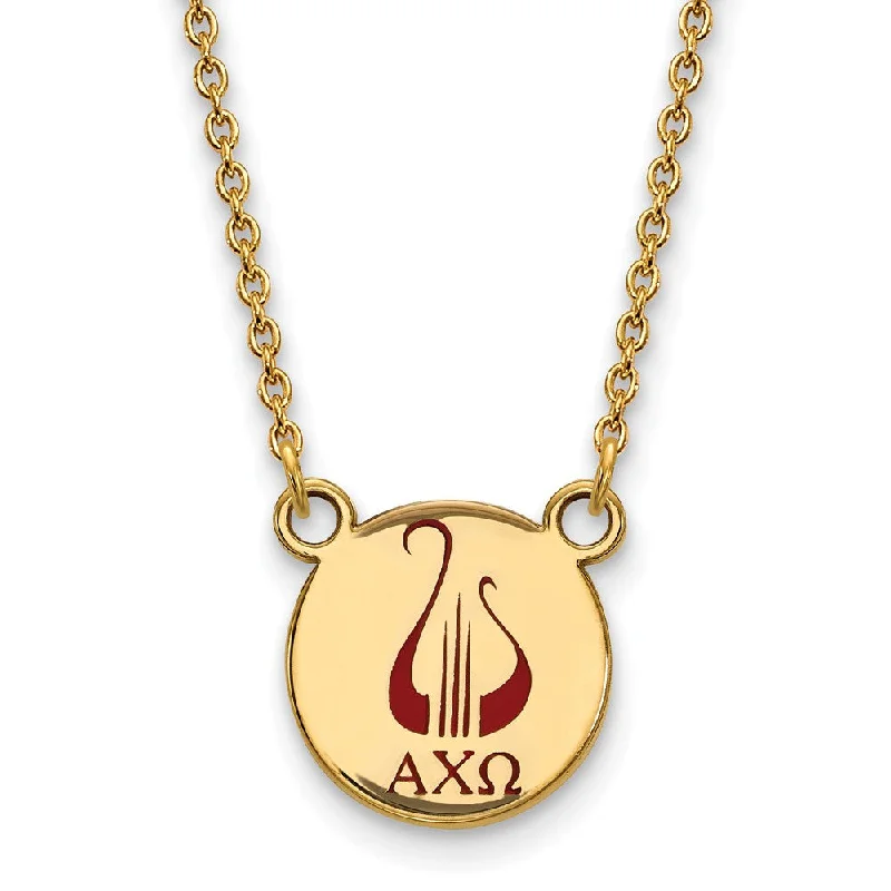 Stylish Gem Necklace for Women-14K Plated Silver Alpha Chi Omega Small Enamel Necklace