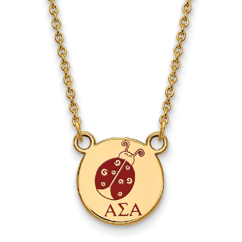 Chain Necklace with Pendant for Women-14K Plated Silver Alpha Sigma Alpha Small Mascot Enamel Necklace