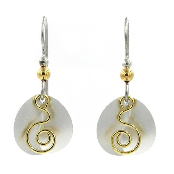 Trendy Stud Earrings for Young Women-Silver Forest Earrings Gold Coil on White Circle