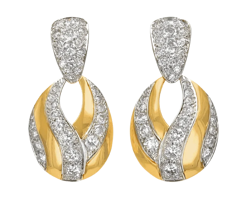 Handmade Hoop Earrings for Women-Gold and Diamond Swirl Earrings