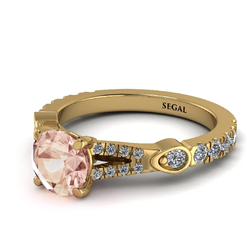 Personalized Wedding Band for Couples-Vintage Morganite Engaement Ring - Arya No. 901