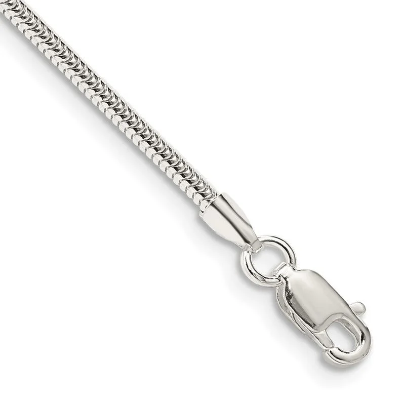 Fashion Bracelet for Party Wear-Sterling Silver 2mm Round Snake Chain Bracelet