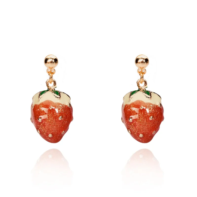 Ethnic Drop Earrings for Festivals-1950s Novelty Strawberry Earrings: 1950s Earrings