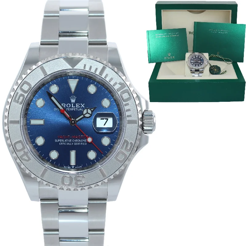 Women's Watches with Leather Bands-MINT 2022 Rolex Yacht-Master 126622 Steel Platinum 40mm Blue Dial Watch Box