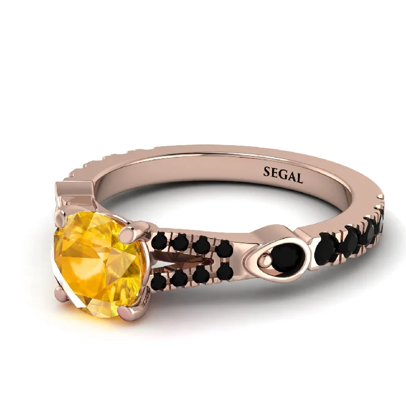 Luxury Wedding Ring for Anniversary-Vintage Yellow Diamond Engaement Ring - Arya No. 1008