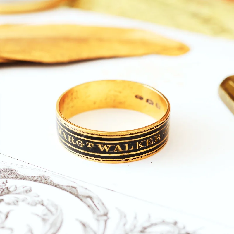 Simple Titanium Wedding Band-Mourning Ring for Margaret Walker Date 1798