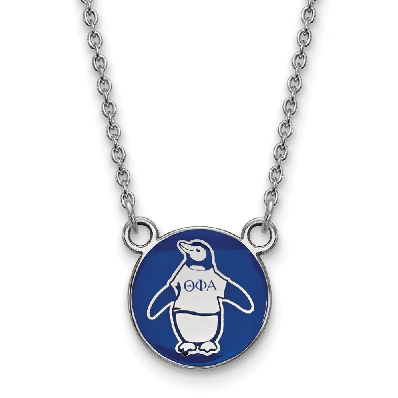 Personalized Gold Necklace for Family-Sterling Silver Theta Phi Alpha Small Enamel Penguin Disc Necklace