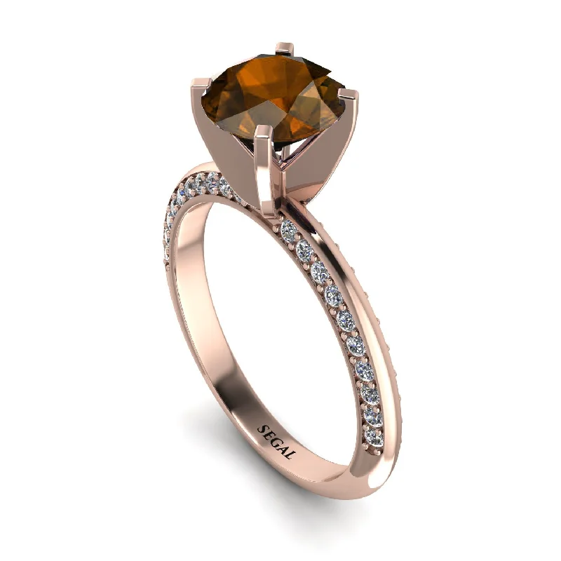 Simple Wedding Ring for Men and Women-Classic Brown Diamond Ring With A Twist - Leilani No. 1102