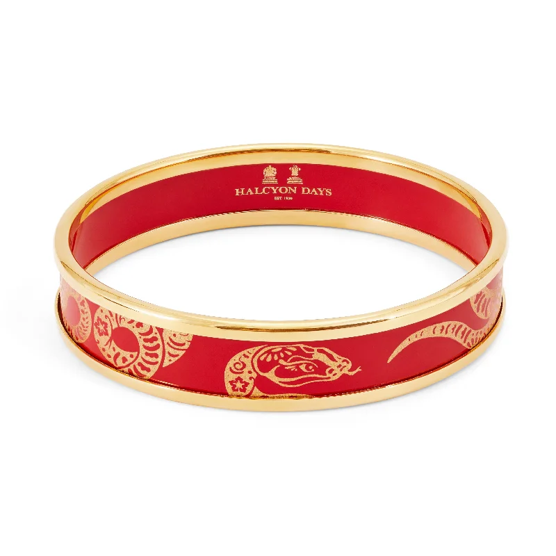 Luxury Wedding Bangles with Gemstones-Year of the Snake 2025 Enamel Bangle