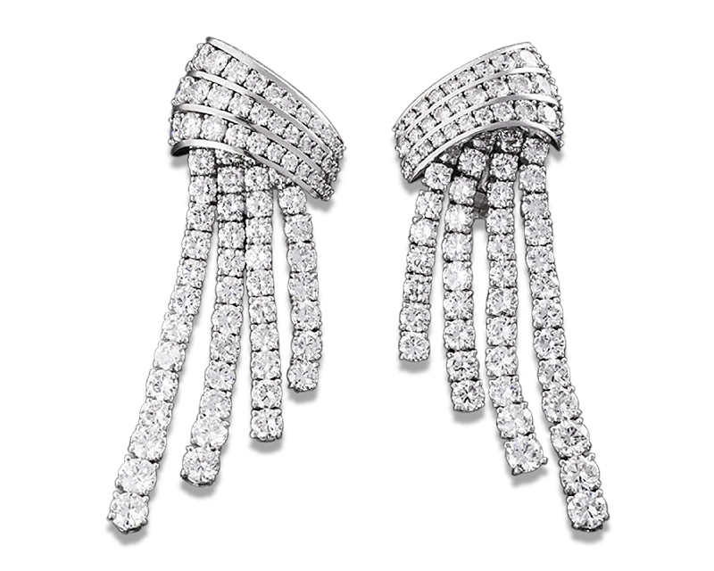 Beautiful Drop Earrings for Evening Style-Diamond Dangle Earrings, 27.50 Carats