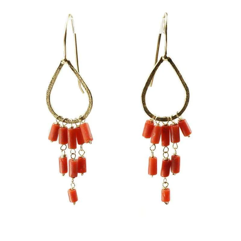 Simple Silver Earrings for Casual Style-The Cairo Earrings by brunet in Red Organic Beads