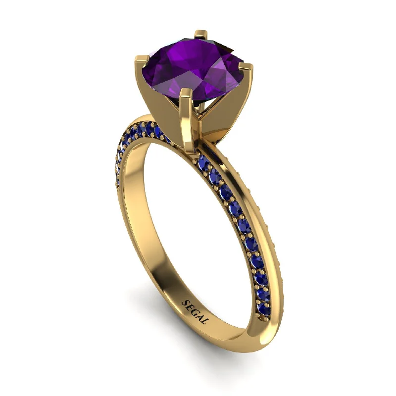 Personalized Titanium Ring for Special Day-Classic Amethyst Ring With A Twist - Leilani No. 313