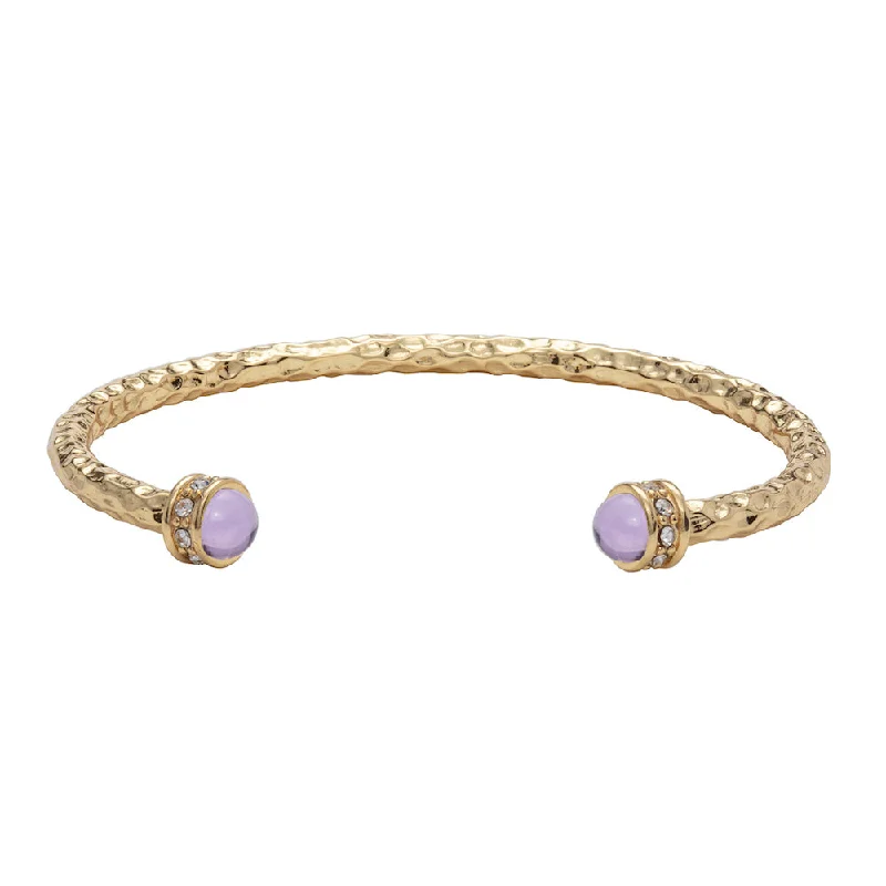 Handcrafted Bangles for Fashionistas-Hammered Torque Amethyst & Gold Bangle