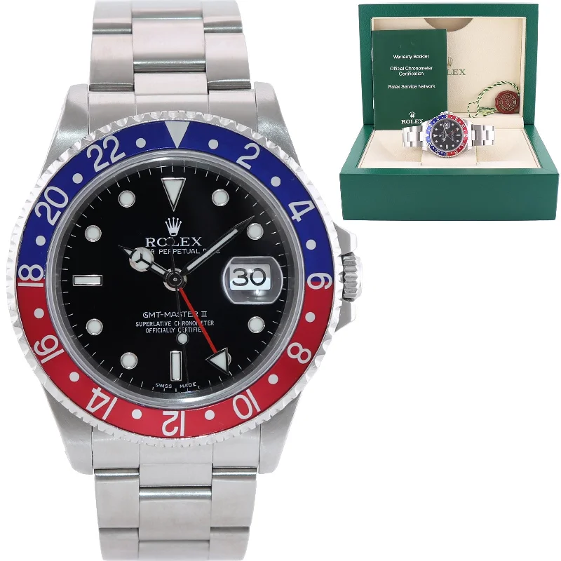 High-Tech Watches for Smart Living-MINT 2002 Rolex GMT-Master 2 Pepsi Blue Red Steel 16710 Watch Black 40mm Watch