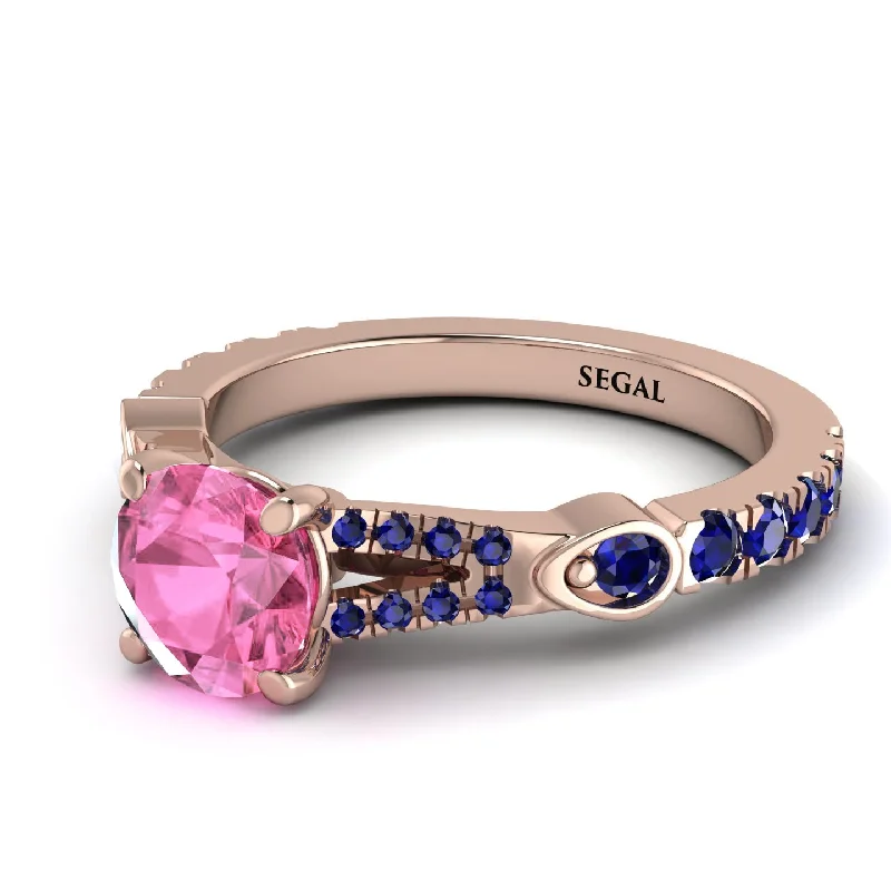 Rose Gold Engagement Ring with Diamonds-Vintage Pink Moissanite Engaement Ring - Arya No. 814