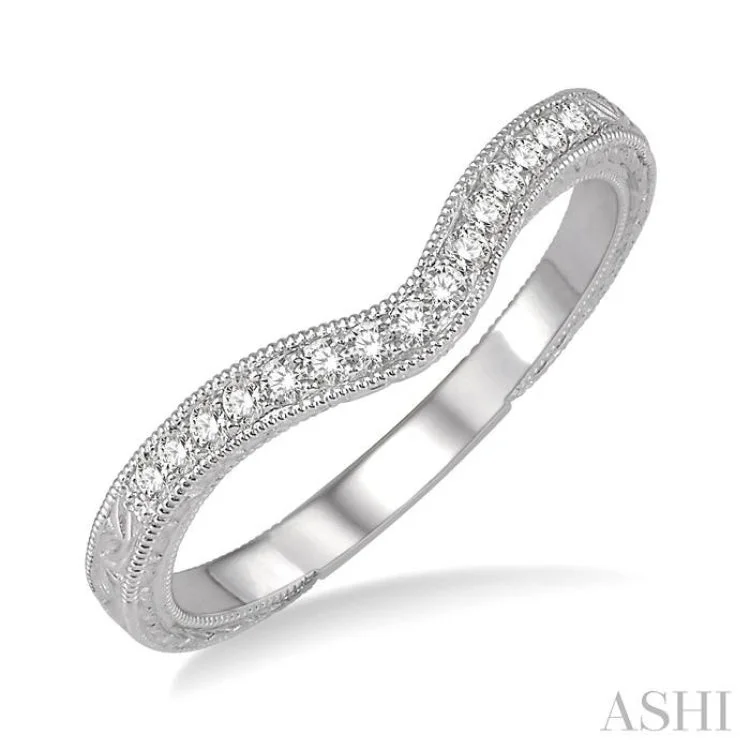 Simple Silver Ring for Bridesmaids-1/6 Ctw Round Cut Diamond Matching Wedding Band in 14K White Gold