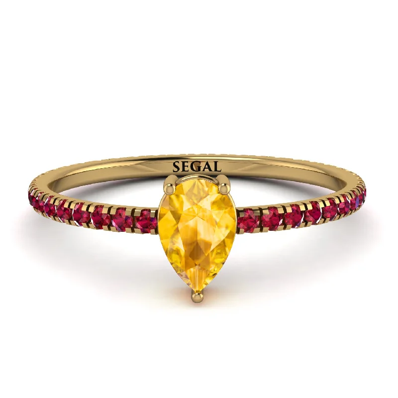 Large Gemstone Ring for Statement-Pear Yellow Diamond Ring With Micro Pave - Taylor No. 1010