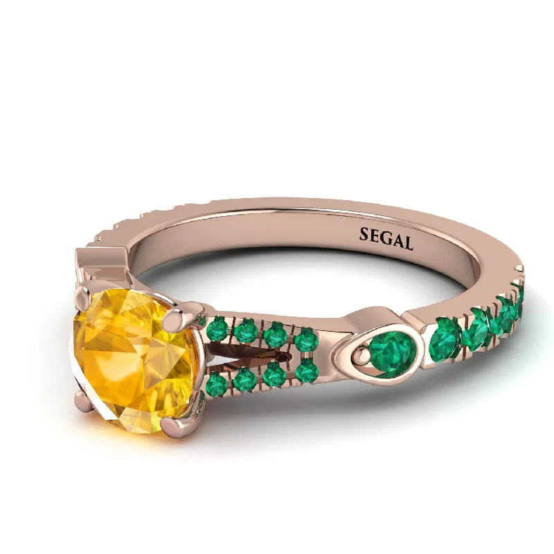 Trendy Gold Ring for Women-Vintage Yellow Diamond Engaement Ring - Arya No. 1005