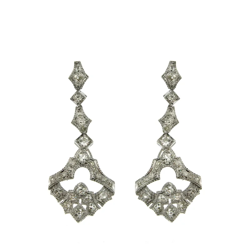 Fashion Earrings for Casual Wear-1930s Art Deco 5.50 Carat Diamond Gold Drop Earrings