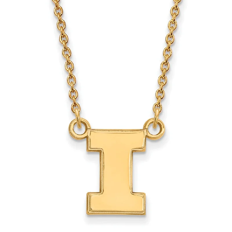 Elegant Chain Necklace for Weddings-10k Yellow Gold U of Illinois Small Initial I Pendant Necklace