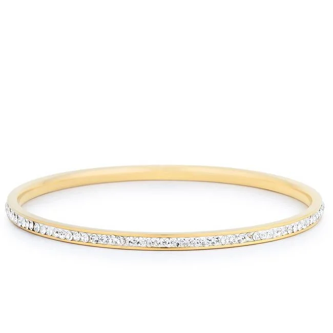 Custom Birthstone Bangles for Gifts-Katlynn 18k Gold CZ Bangle Bracelet