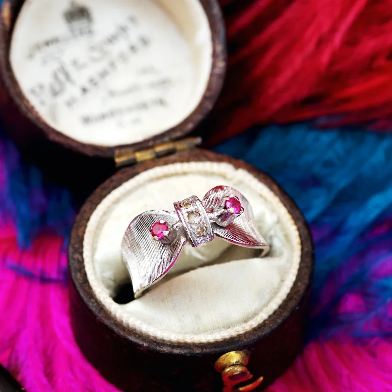 Unique Custom Ring for Special Moments-Exciting! Vintage 1960's Arezzo Ruby & Diamond Cocktail Ring