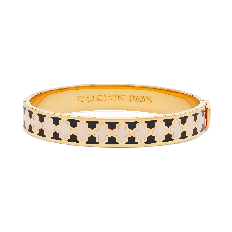 Stylish Bangles for Teen Girls-Agama Black, Cream & Gold Bangle