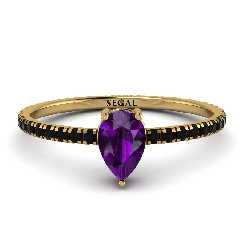 Luxury Diamond Ring for Engagement-Pear Amethyst Ring With Micro Pave - Taylor No. 307