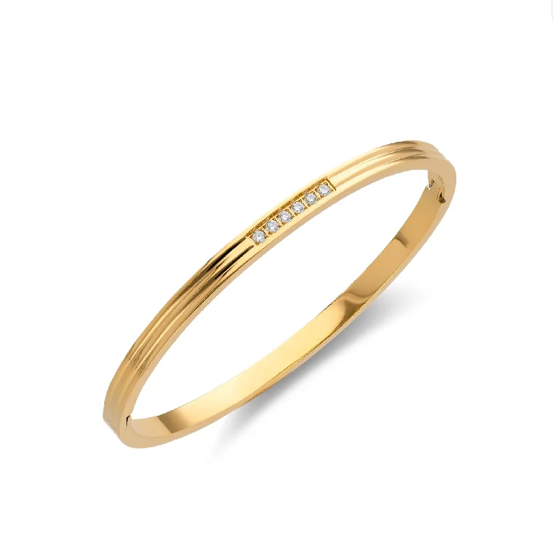 Custom Gold Bangles with Engraving-Sienna bangle gold 18K