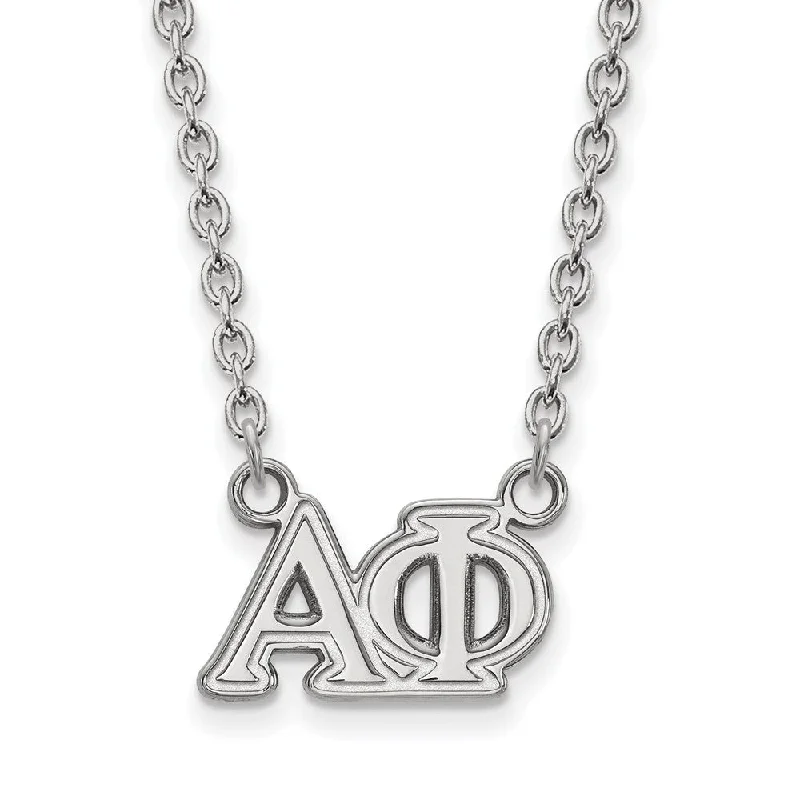 Long Pendant Necklace-Sterling Silver Alpha Phi Medium Necklace