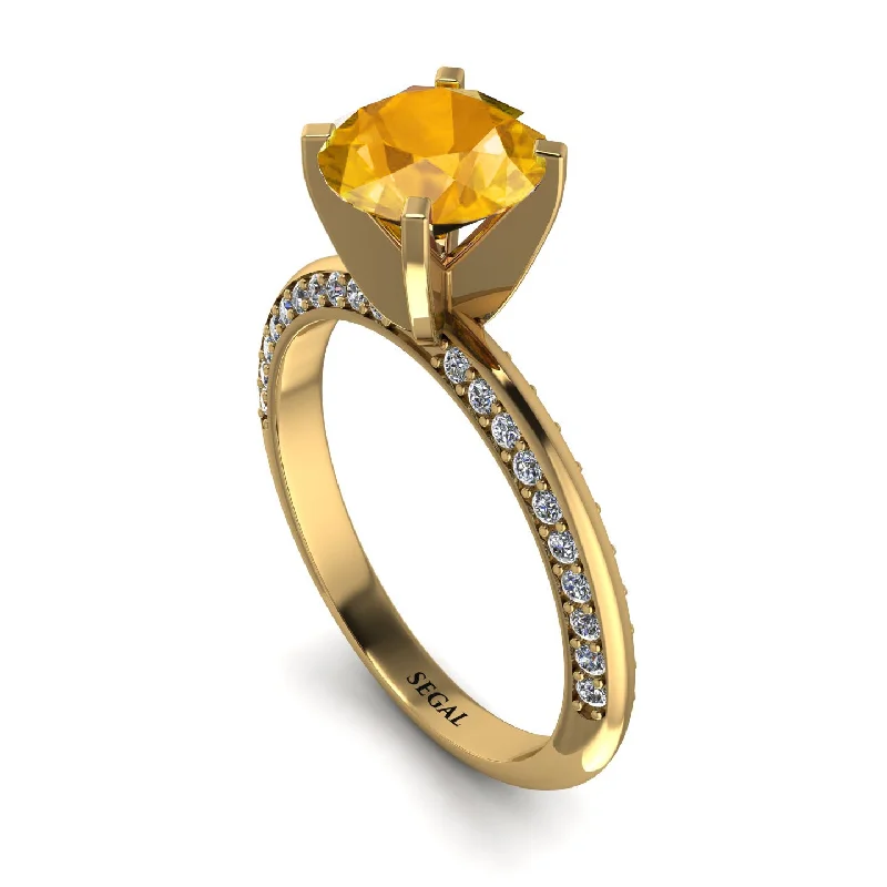 Rose Gold Engagement Ring-Classic Yellow Diamond Ring With A Twist - Leilani No. 1001