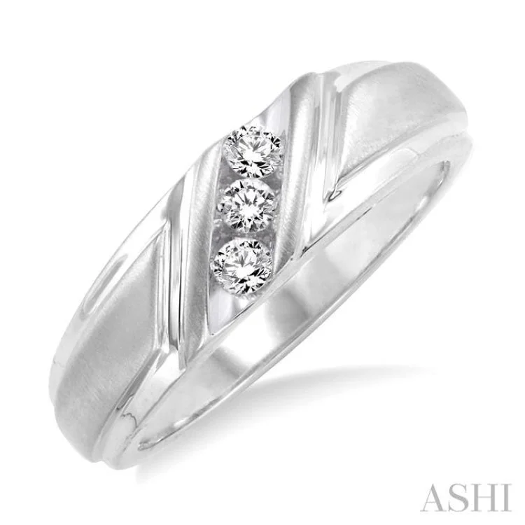 Customizable Silver Ring for Men-1/8 Ctw Round Cut Diamond Women's Ring in 10K White Gold