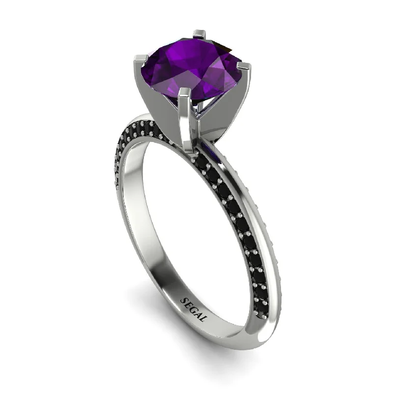 Solitaire Diamond Ring-Classic Amethyst Ring With A Twist - Leilani No. 309