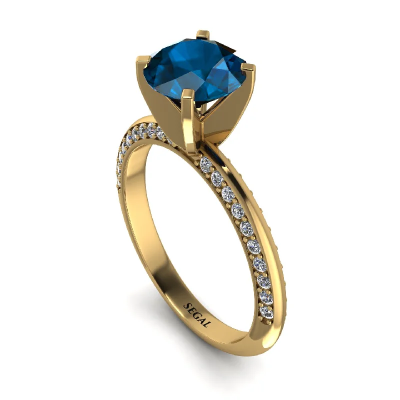 Handcrafted Engagement Ring for Women-Classic Blue Topaz Ring With A Twist - Leilani No. 501