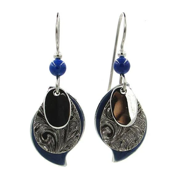 Colorful Crystal Earrings-Silver Forest Earrings Silver Black Blue Bead