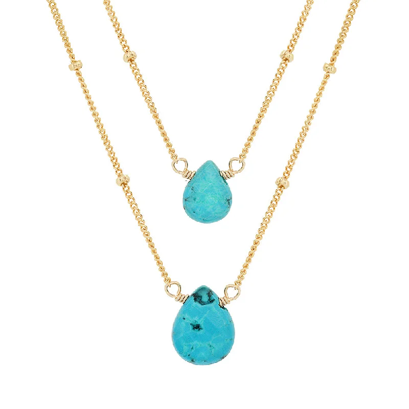 Layered Necklace for Trendy Looks-Turquoise Teardrop Necklace