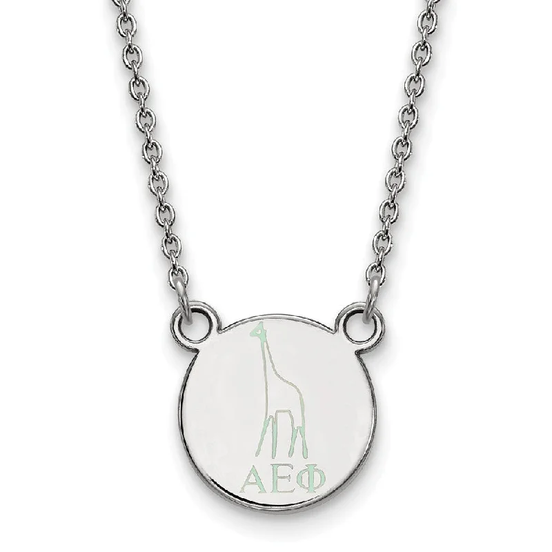 Elegant Statement Necklace for Parties-Sterling Silver Alpha Epsilon Phi XS (Tiny) Enamel Necklace