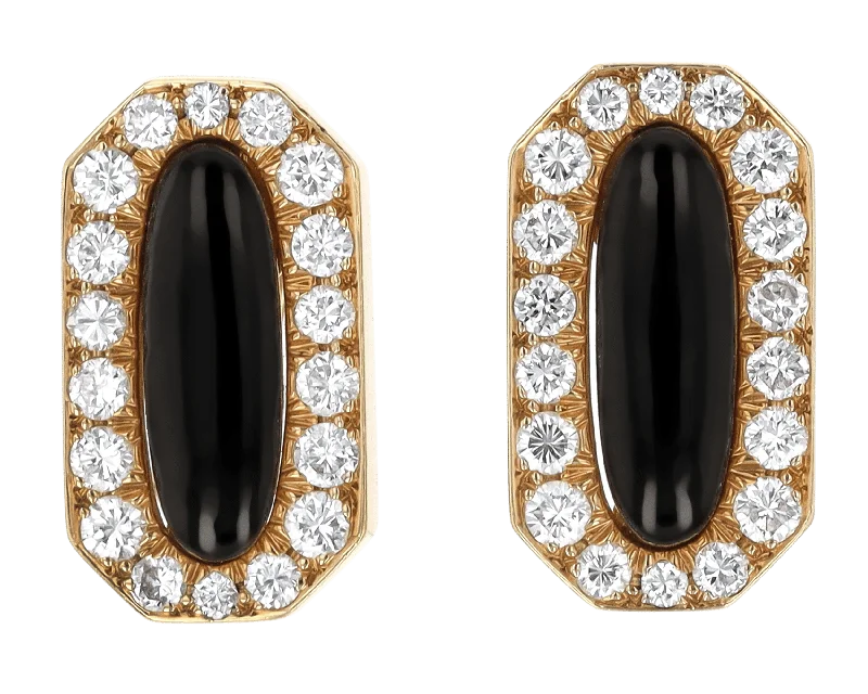 Unique Earrings for Special Occasions-David Webb Black Enamel and Diamond Earrings