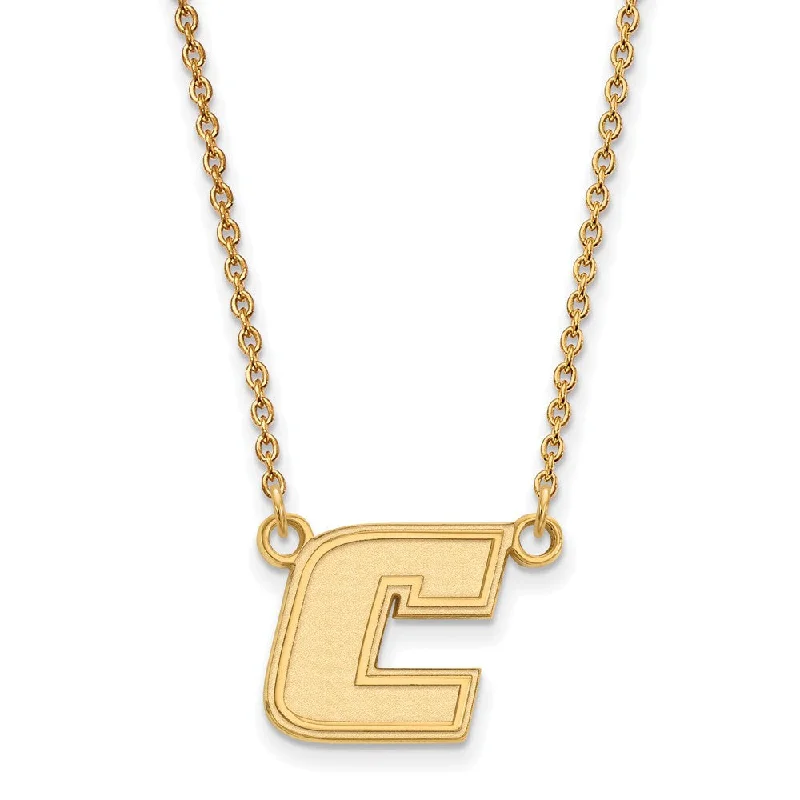 Unique Charm Necklace for Stylish Women-14k Gold Plated Silver U of Tenn Chattanooga Small Initial C Necklace