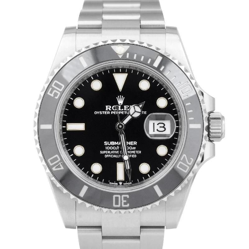 Sports Watches for Men with Water Resistance-Rolex Submariner 41mm Date Stainless Steel Black Ceramic Dive Watch 126610 LN